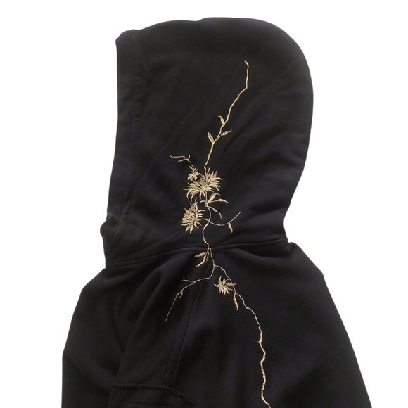 (SOLD) Haider Ackermann Black Perth Hoodie with Gold Floral Embroidery - Picture 4 of 16